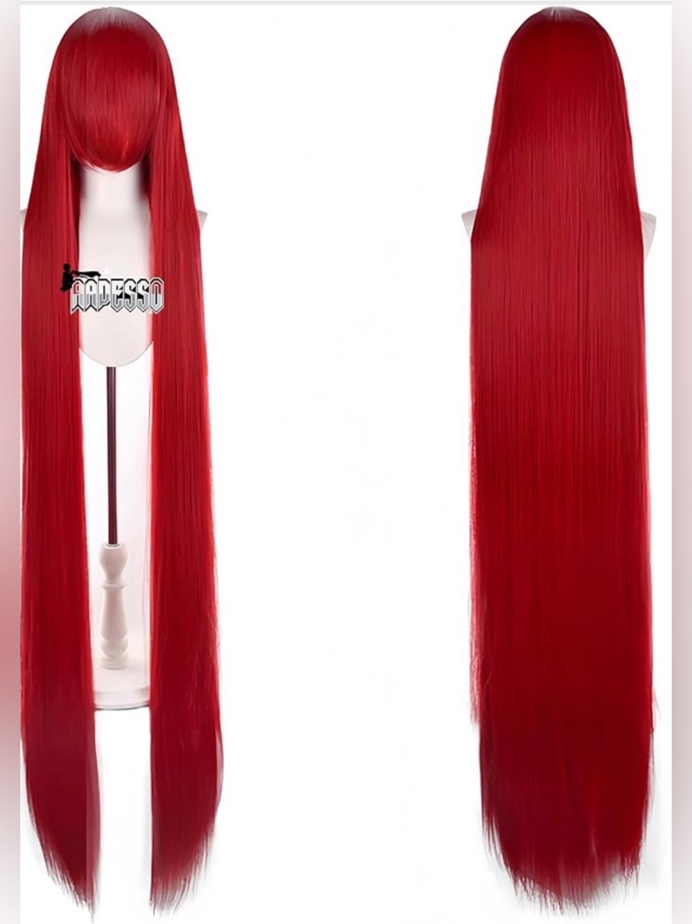 NWT 150cm/4.9' red Extra Long Cosplay Wig Heat resistant Straight Synthetic Hair